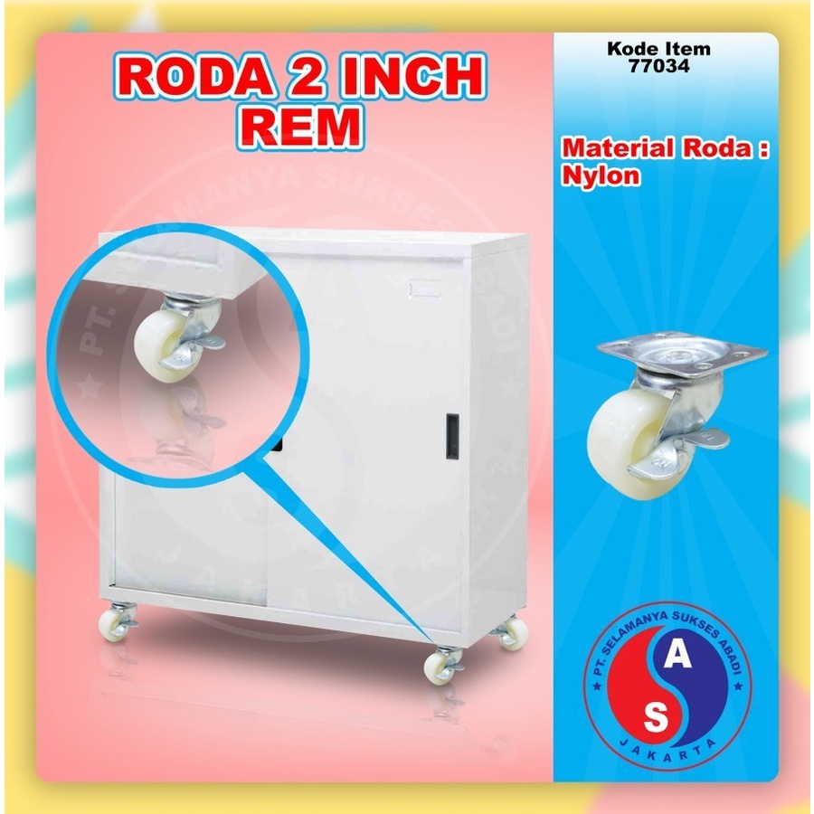 Jual RODA NYLON PUTIH 2 INCH + REM RODA CASTER RODA TROLLEY RODA ...