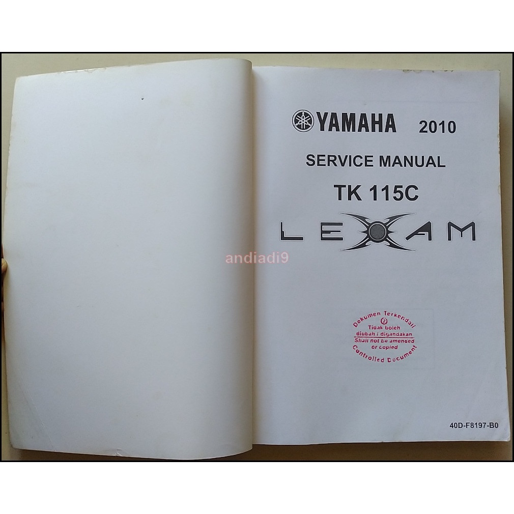 Jual BUKU PETUNJUK SERVICE MANUAL YAMAHA LEXAM TK 115C 2010 | Shopee ...