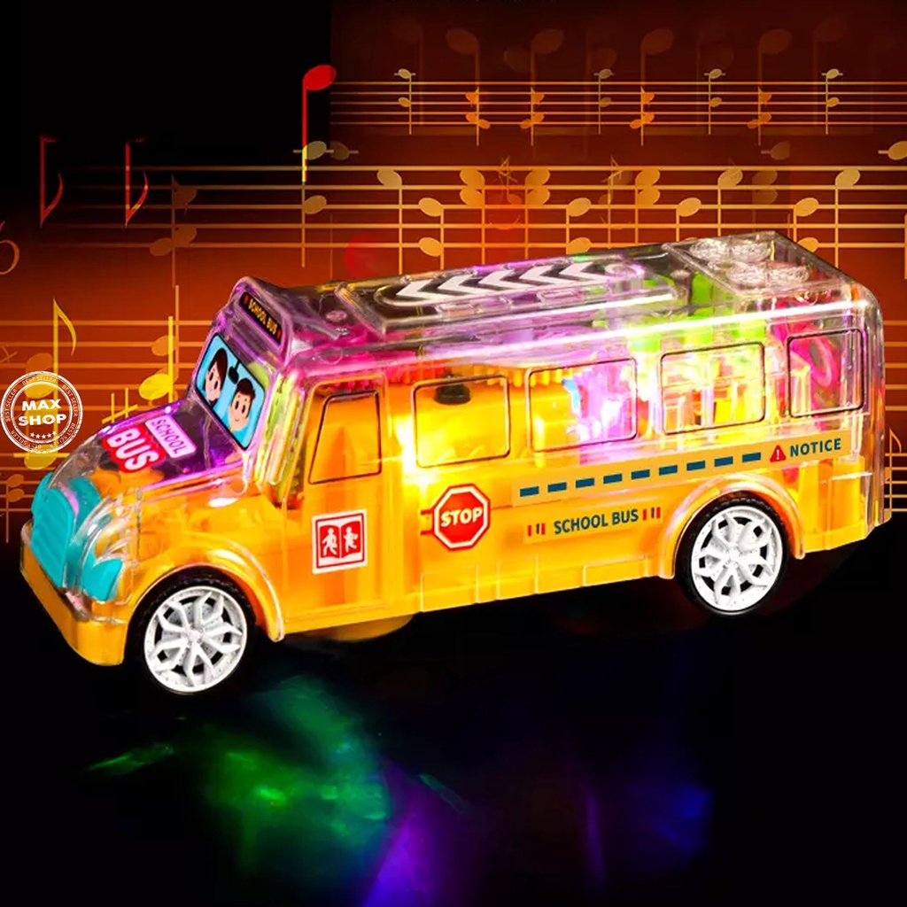 Jual Mainan Edukasi Anak Transparan School Bus Bump And Go Toys Light ...