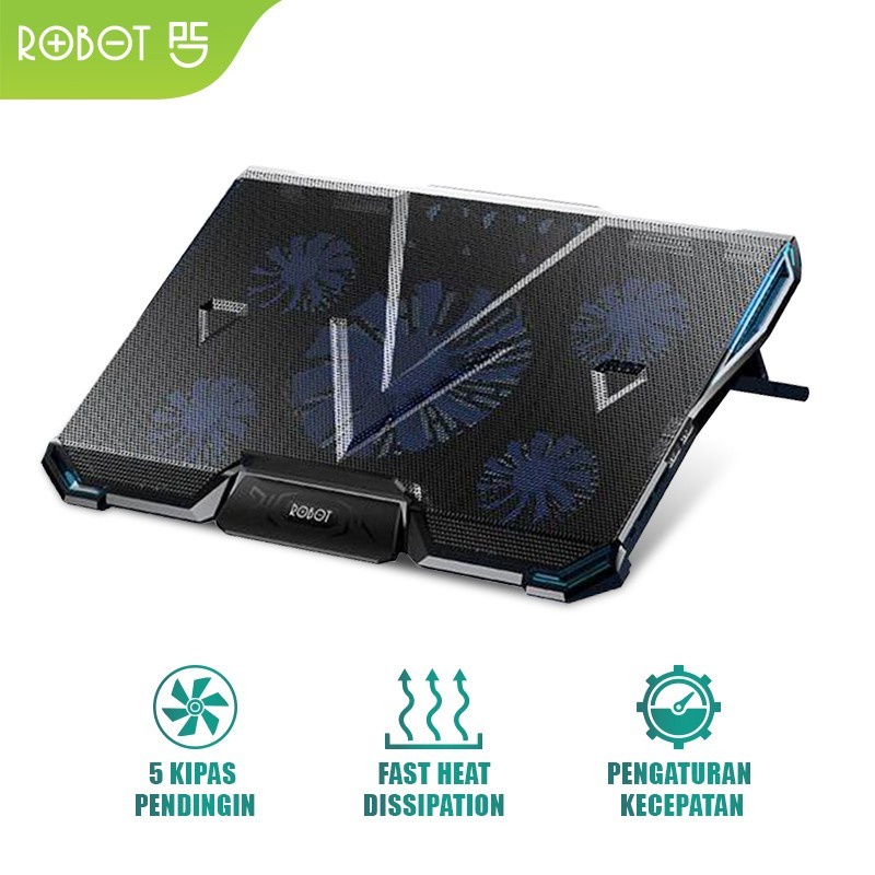 Jual Gaming LED Laptop Stand + 5 Cooling fan kipas Notebook ROBOT LCS03 ...