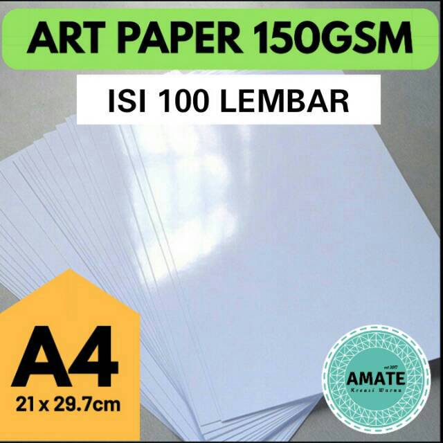 Jual [100 Lembar] Kertas Art Paper Glossy 150gsm A4 Kertas Kilap buat