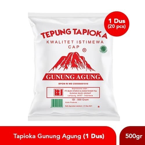 Jual Tepung Sagu Tapioka Cap Gunung Agung Merah 500gr x 20 pcs 1 Dus 10