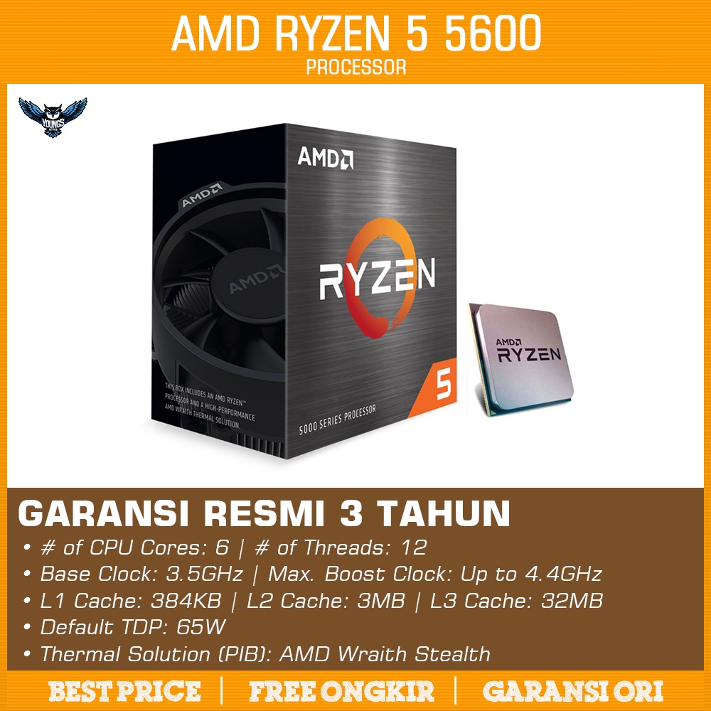 Jual AMD Ryzen 5 5600 Box | 4.4GHz 6C 12T | AM4 Zen 3 Vermeer CPU ...