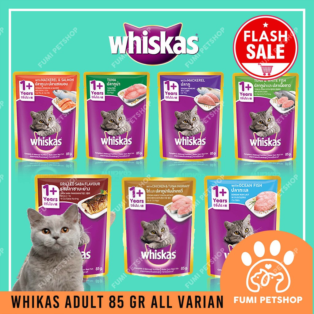 Jual MAKANAN KUCING BASAH WHISKAS SACHET ALL VARIAN 85GR 6pcs