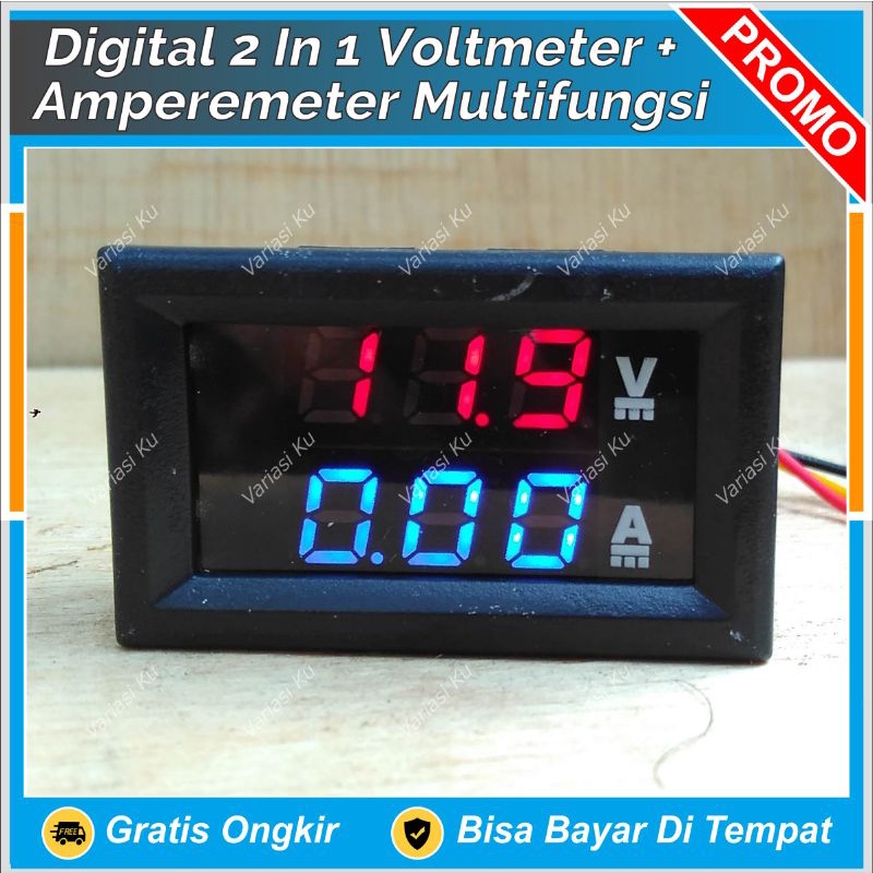 Jual DIGITAL VOLT AMPERE METER: ALAT UKUR TEGANGAN ARUS DC (AKI DLL