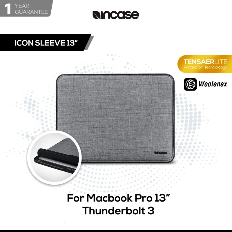 Incase ICON Sleeve with Woolenex - Custodia per MacBook Air 13 M3/M2 e MacBook Pro 13 M2/M1 2020, custodia per MacBook, custodia rigida, resistente, leggera, colore navy erica