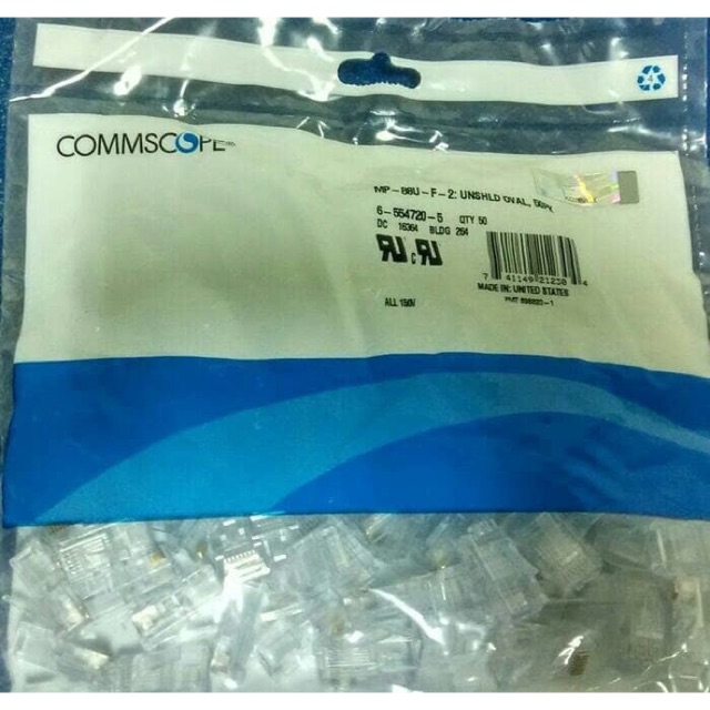 Jual Konektor RJ45 AMP CAT5e commscope isi 50pc Connector lan ORIGINAL ...