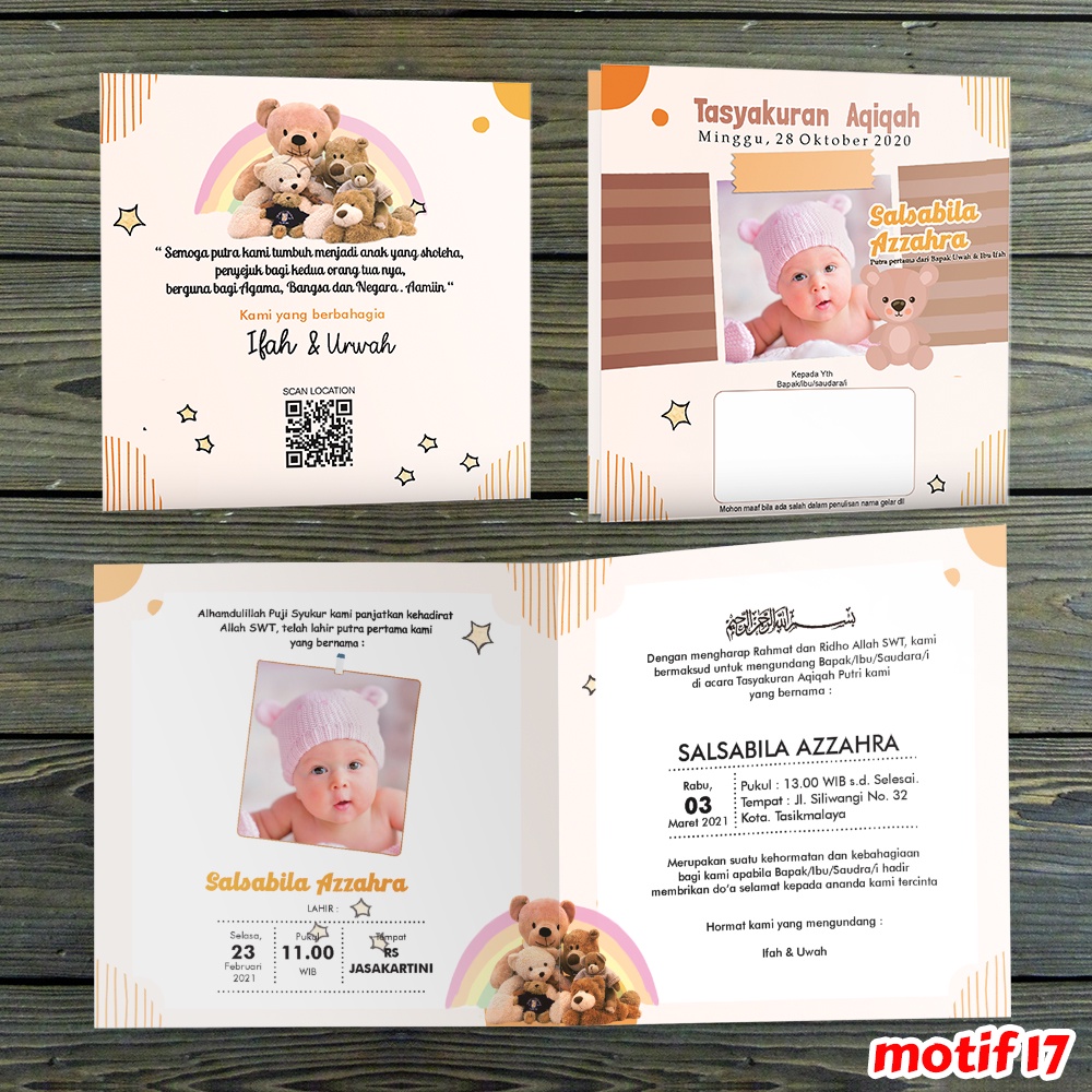 Jual Undangan Aqiqah Unik - Invitation Baby - Tasyakuran - Kelahiran