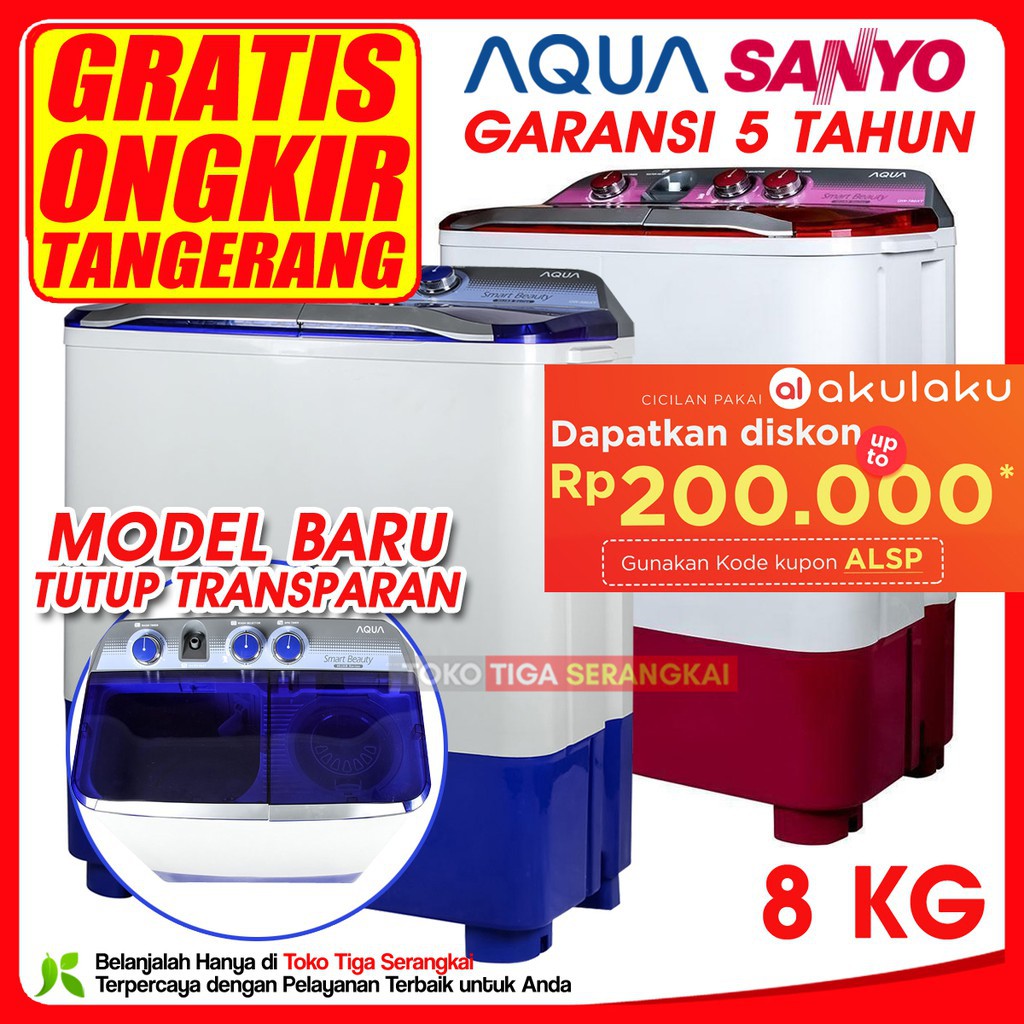 Jual Aqua Mesin Cuci 2 Tabung 8 Kg QW-880XT (GRATIS TANGERANG SEKITAR