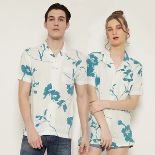 M231 Kemeja Pria Printing Hawaii Pendek Putih 0632A