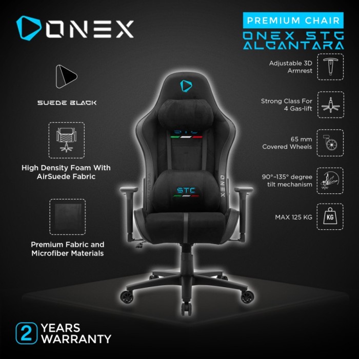 Jual ONEX STC ALCANTARA SERIES GAMING CHAIR - BLACK | Shopee Indonesia