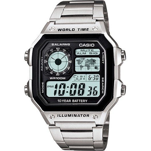 Jual Casio Original AE1200WHD 1A AE 1200WHD 1A Jam Tangan Pria Digital Stainless Rantai Silver Shopee Indonesia