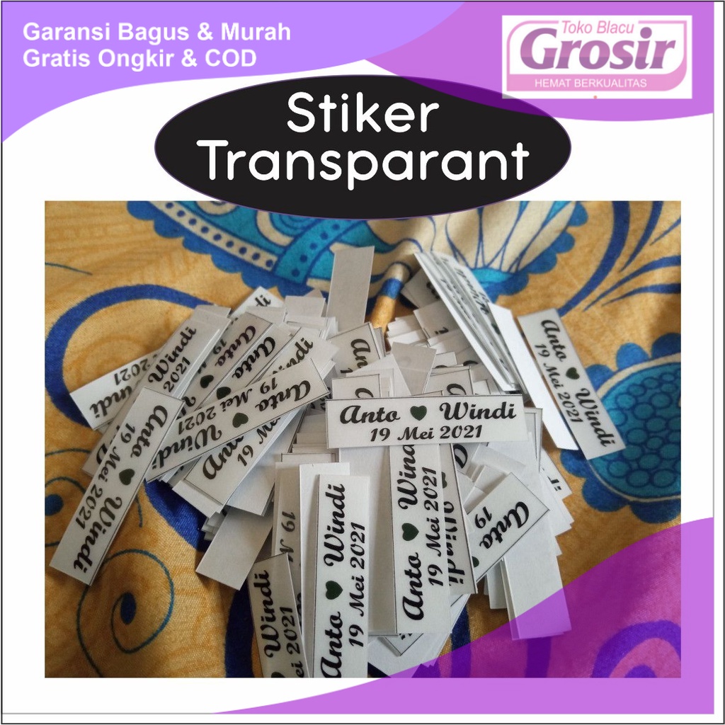 Jual Terlaris Cetak Sticker Label Transparan Nama Untuk Aksesoris ...