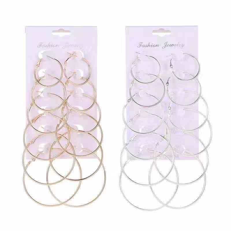 Jual 6pasang Set Anting Hoop Bulat Ukuran Kecil Ke Besar Gaya Vinrtage