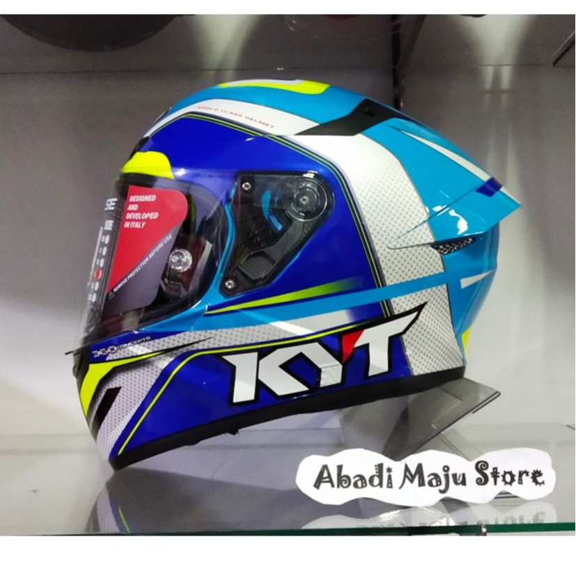 KYT TT-Course Grand Prix White/Light Blue