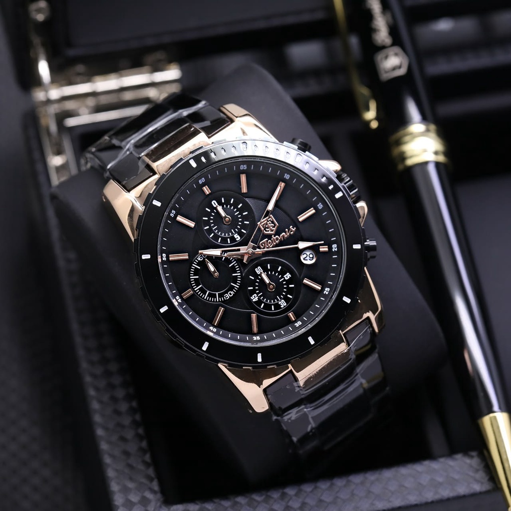 Jual Original JAM TANGAN PRIA TETONIS ORIGINAL RANTAI CHRONO TANGGAL