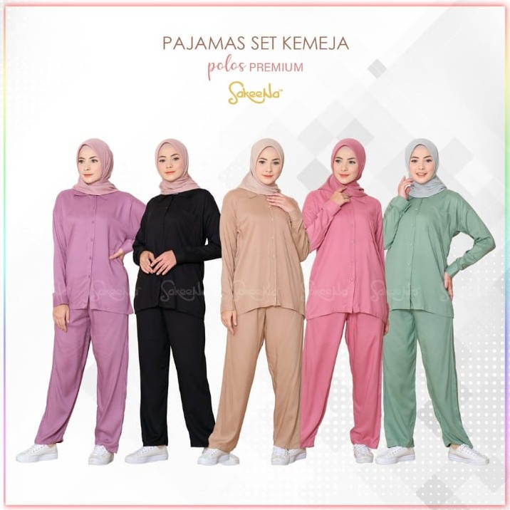 Jual Baju Wanita Pajamas Polos Lengan Panjang Dewasa Bahan Rayon