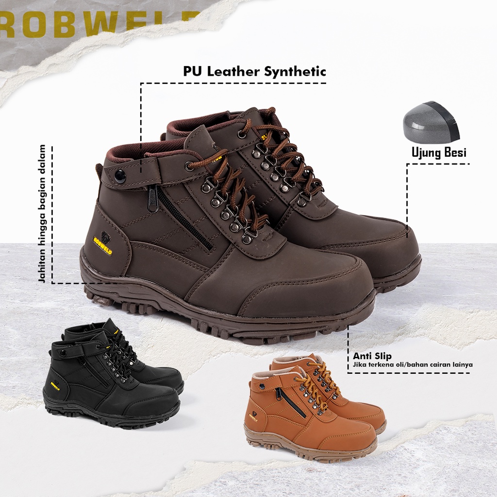 Jual Sepatu Safety Pria Ujung Besi Kerja Lapangan, Sepatu Pria Safety