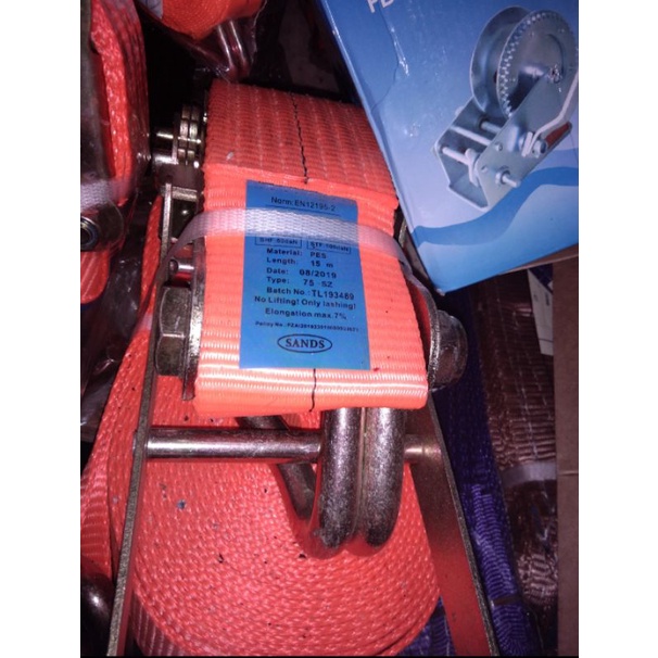 Jual Track belt Cargo leasing 75 mm x 10 Ton x 15 meter Tali ikat barang kapasitas 10 Ton Sands