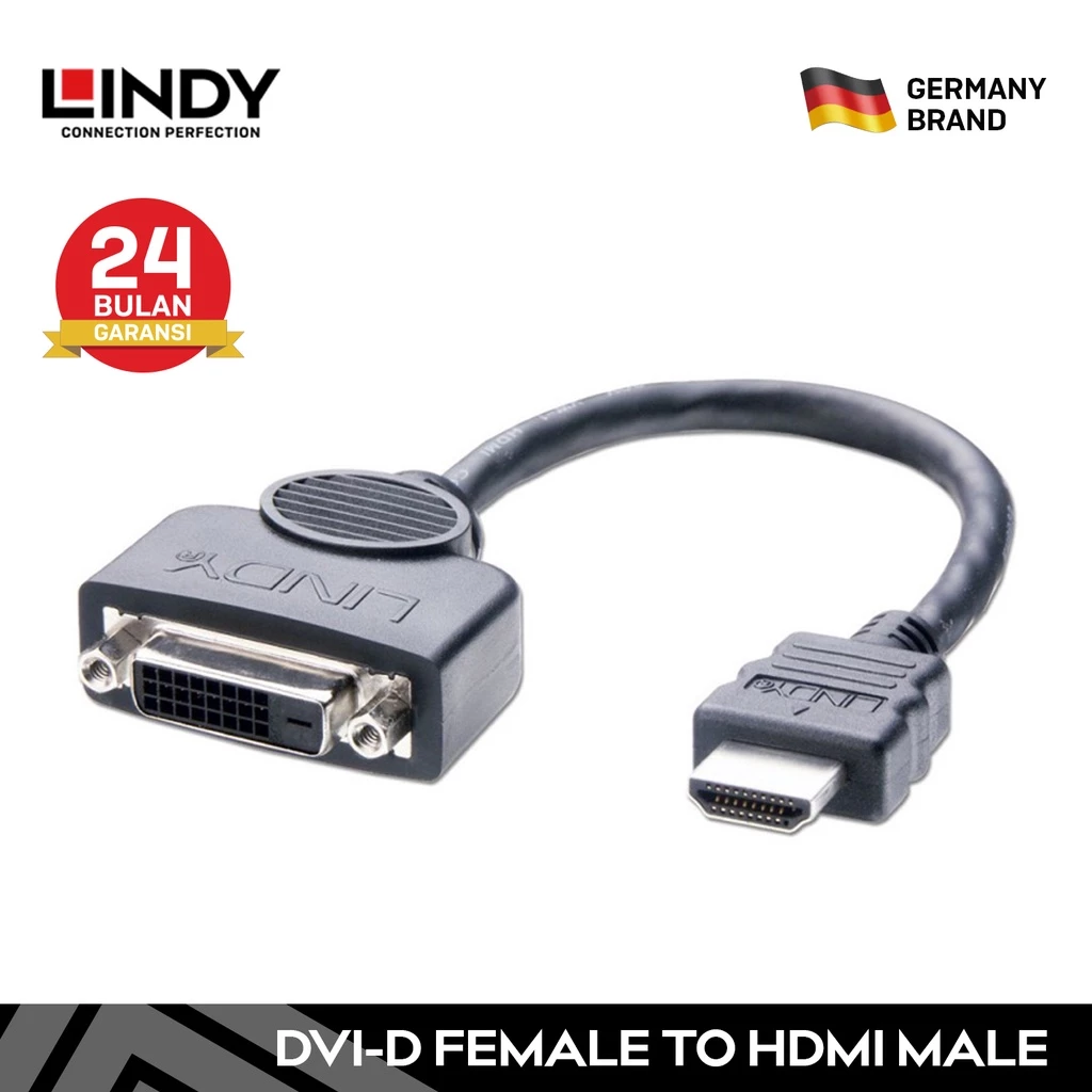 LINDY Kabel DVI-D to HDMI 0.2M Adapter Dvi to Hdmi Female to Male Cable 41227