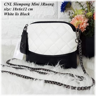 tas sling-bag Chanel WOC Gabrielle Beige/Black #25 Sling Bag