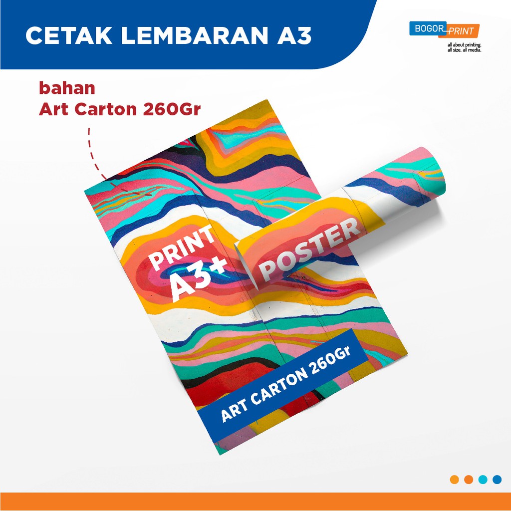 Jual Cetak Kertas Art Karton 260 gsm / Ukuran A3+ / Full Color