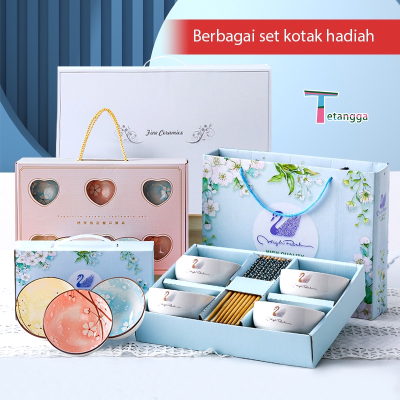 Jual Souvenir Mangkuk Sumpit Set Mangkok Keramik Hand Painted Japanese Wedding Gift Box Hampers