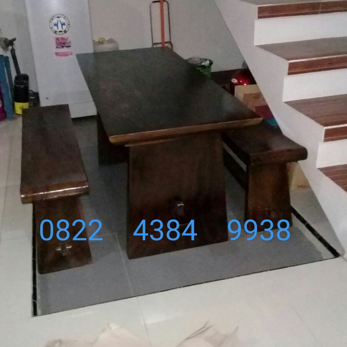 Jual Meja Makan Kursi Bangku Kayu Trembesi Meh Suar Coffee Table Cafe ...