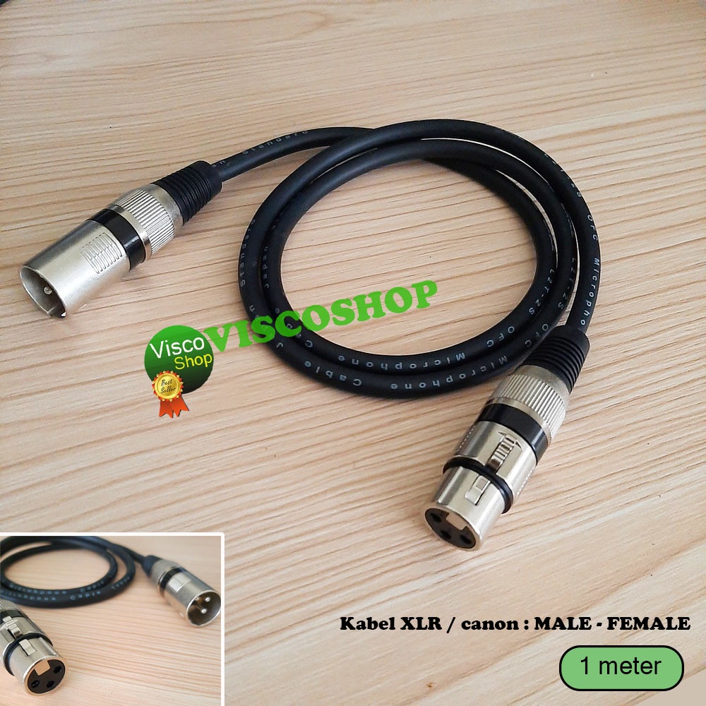 Jual Kabel mic isi 3 way jack XLR Male to Female 1 meter kabel