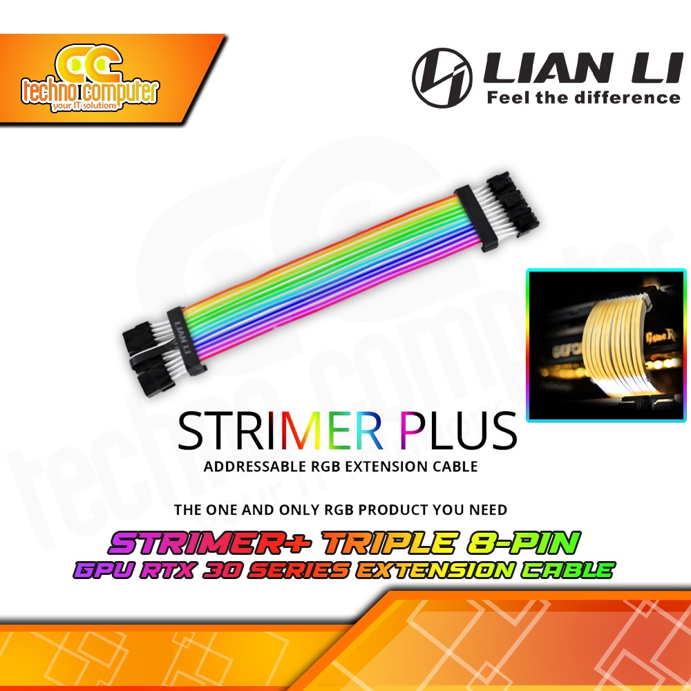 Jual KABEL EXTENSION LIAN LI STRIMER PLUS ARGB TRIPLE 8-PIN GPU/VGA PSU ...