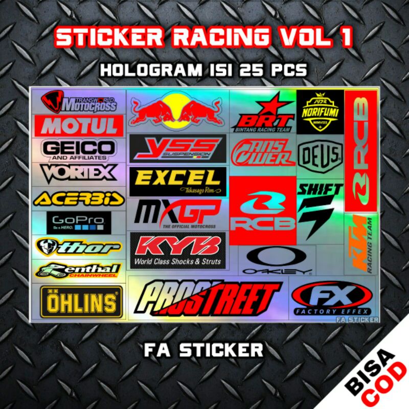 Jual Stiker Racing Pack Sticker Racing Hologram Stiker Sponsor Stiker ...