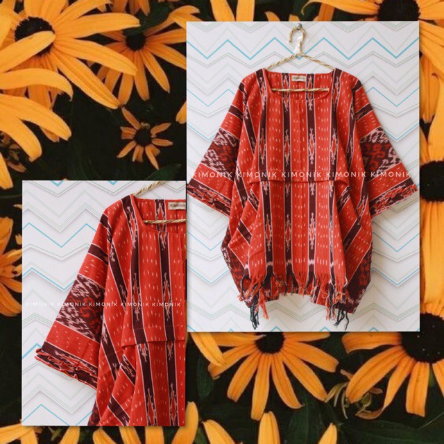 Jual Baju Tenun (SHINTA TOP MERAH BATA) | Shopee Indonesia