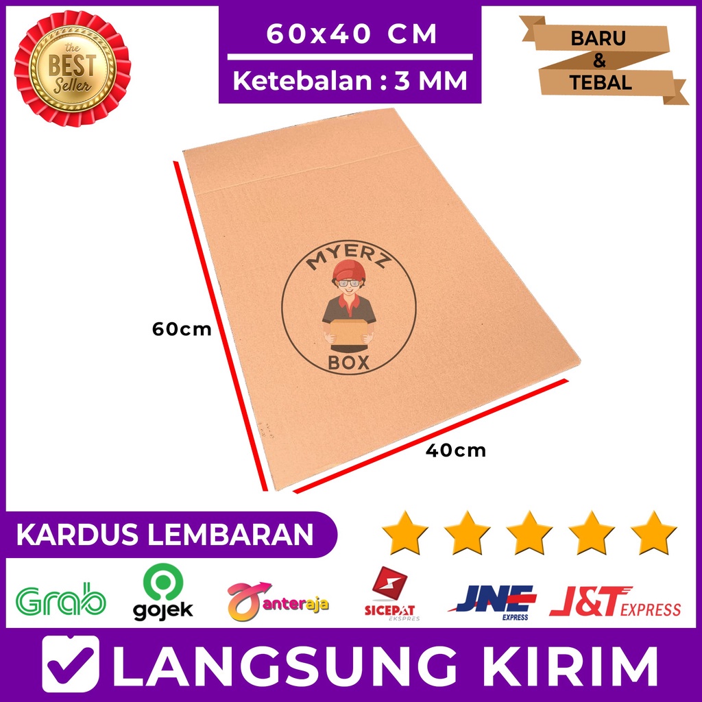 Jual Kardus Karton Lembaran Single Wall 60 X 40 Cm Sheet Polos, Tebal 3 ...