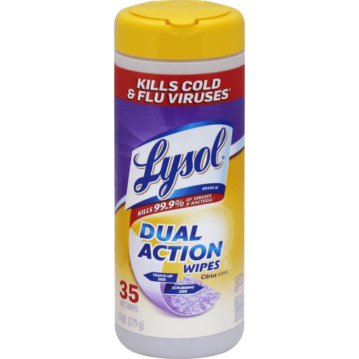 Jual lysol dual action disinfecting wipes citrus scent 35wipes | Shopee ...
