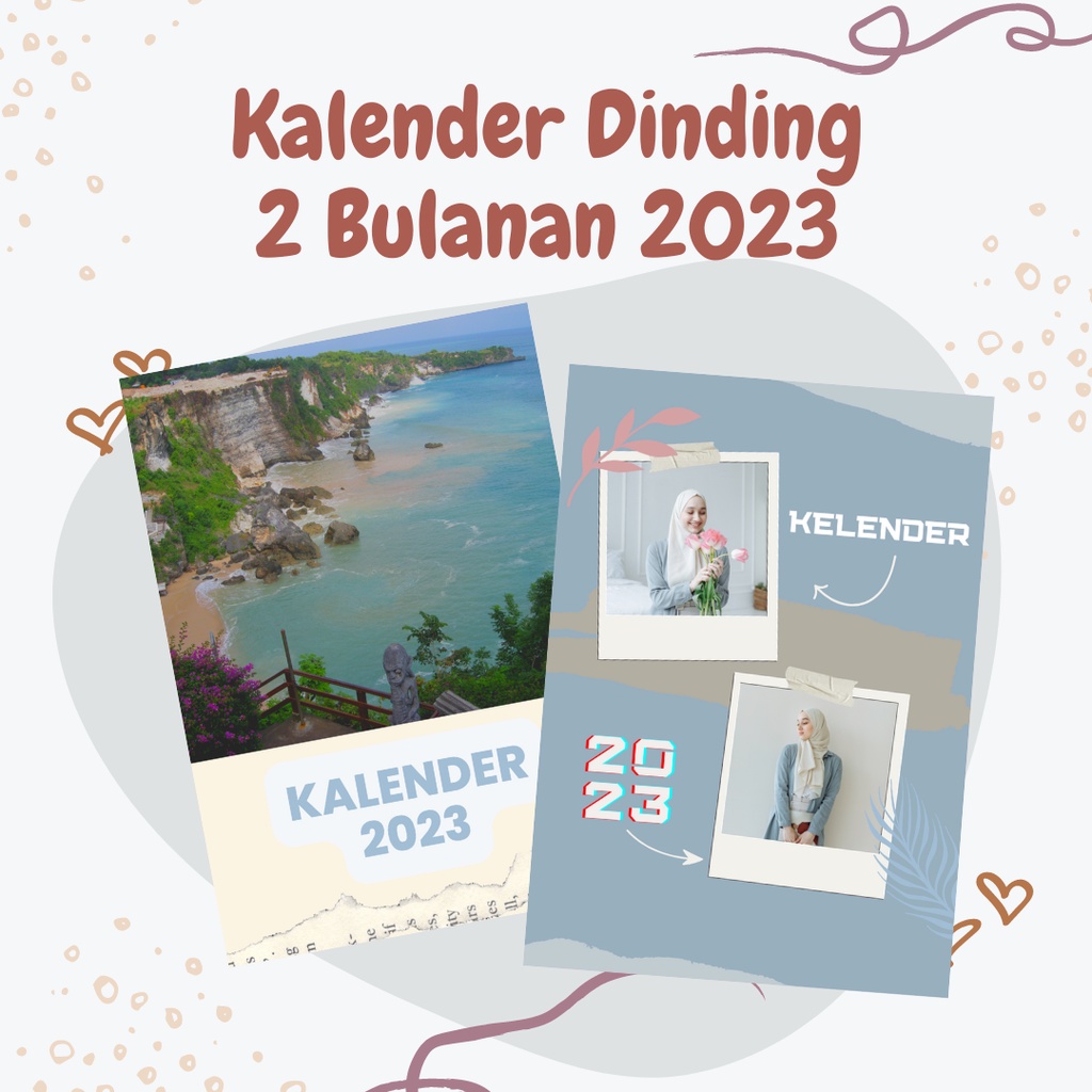 Jual 2 Bulanan Kalender A3 2023 Kalender Dinding 2023 Spiral Kalender Klem Custom Aesthetic 0788