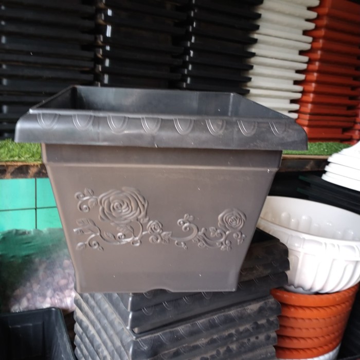 Jual TERMURAH cod Pot Kotak Shallom 35Hitam - Hitam pot tanaman ...