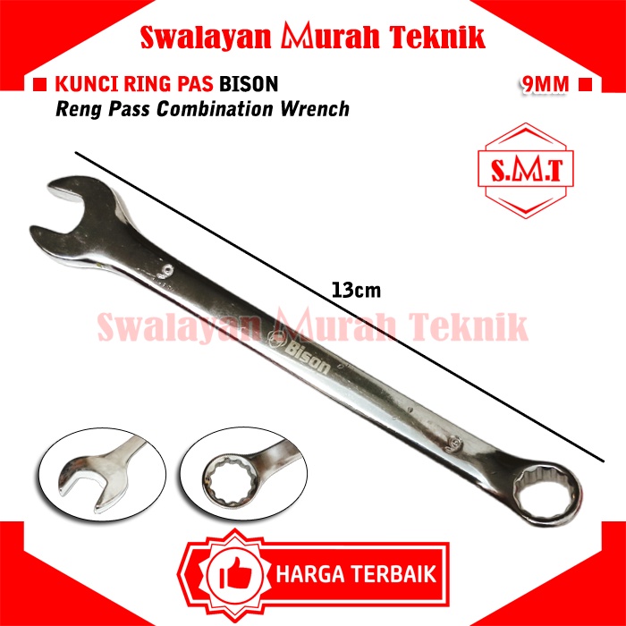 Jual BISON Kunci Ring Pas 9mm Reng Pass Combination Wrench 9 mm ...