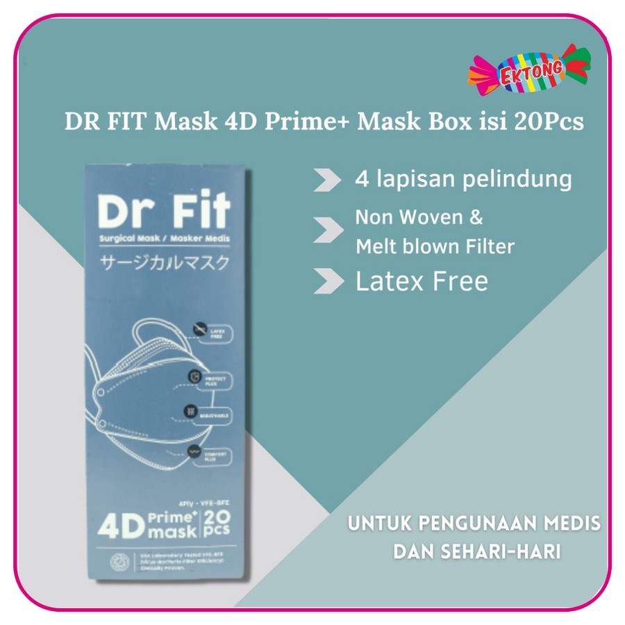 Jual DR FIT SURGICAL MASK 4D ( BOX ISI 20 PCS ) | Shopee Indonesia