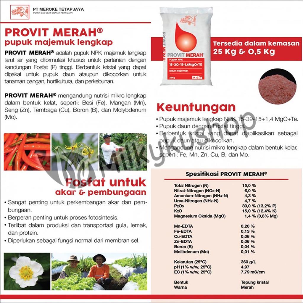 Jual PUPUK MEROKE PROVIT MERAH NPK 500 GRAM KEMASAN PABRIK NPK DAUN ...