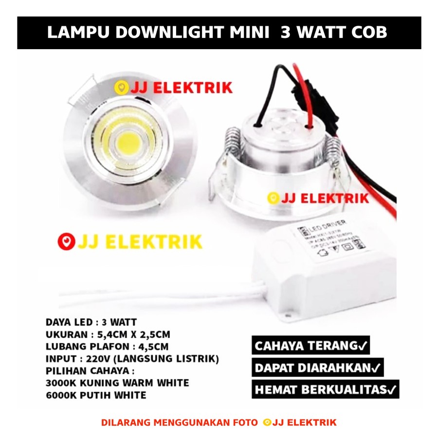 Jual Lampu Downlight Spotlight LED MINI 3W 3 Watt COB Plafon Sorot Spot ...