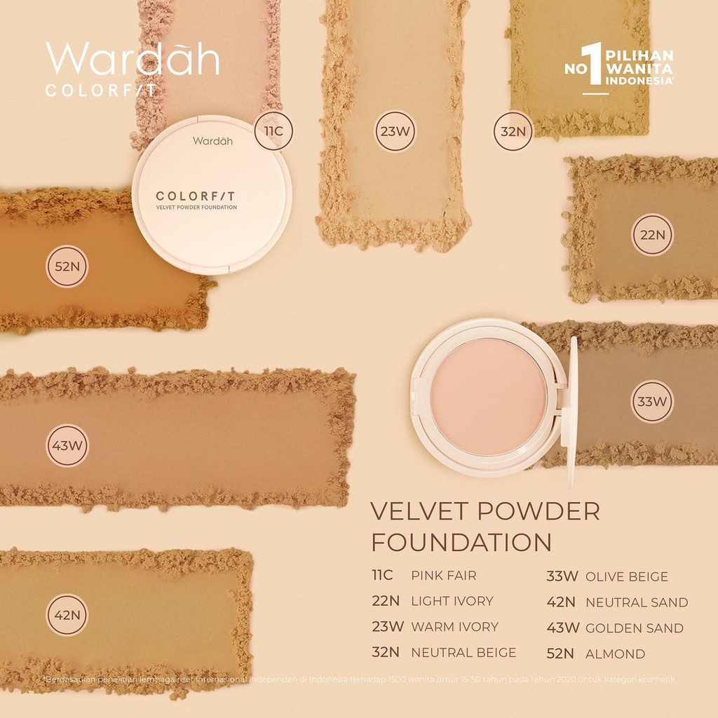 Jual GlowMart WARDAH Colorfit Velvet Powder Foundation SPF 20 Bedak
