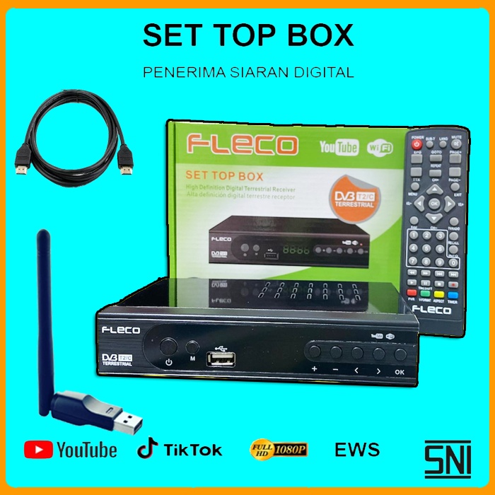 Jual STB Set Top Box DVBT2 fleco HD Digital Antena UHF DVB T2 TV bisa