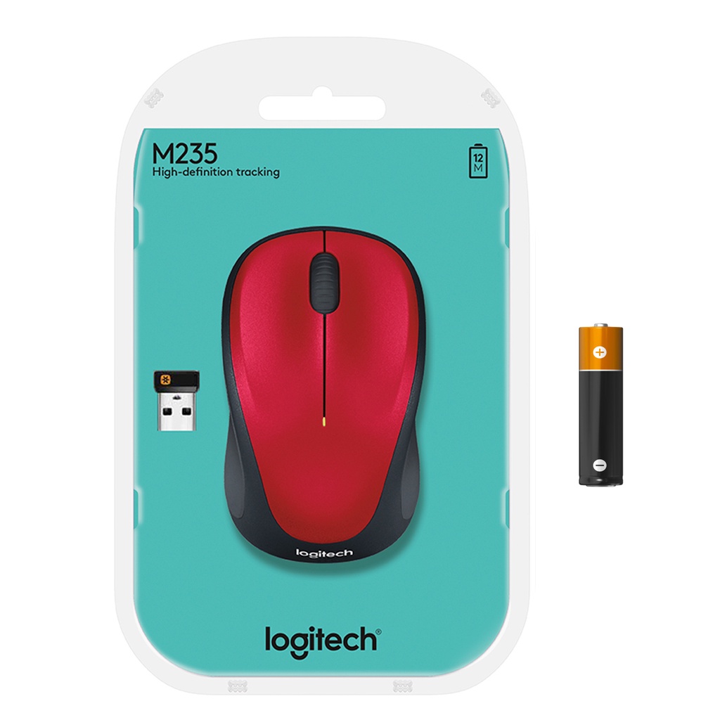 Logitech M235 Mouse Wireless Grip Karet Nyaman - Red (8)