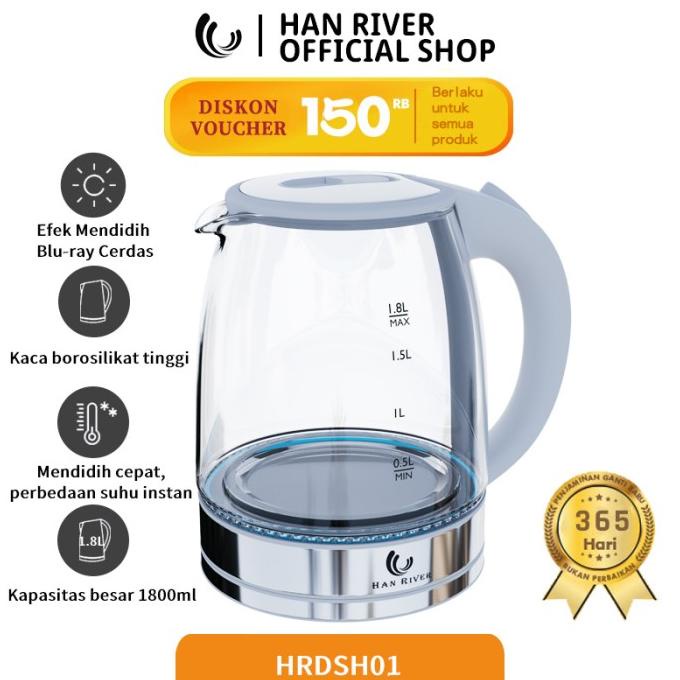 Jual Han River Teko Listrik Air Kaca Stainless Steel Transparan Kettle Shopee Indonesia 3232