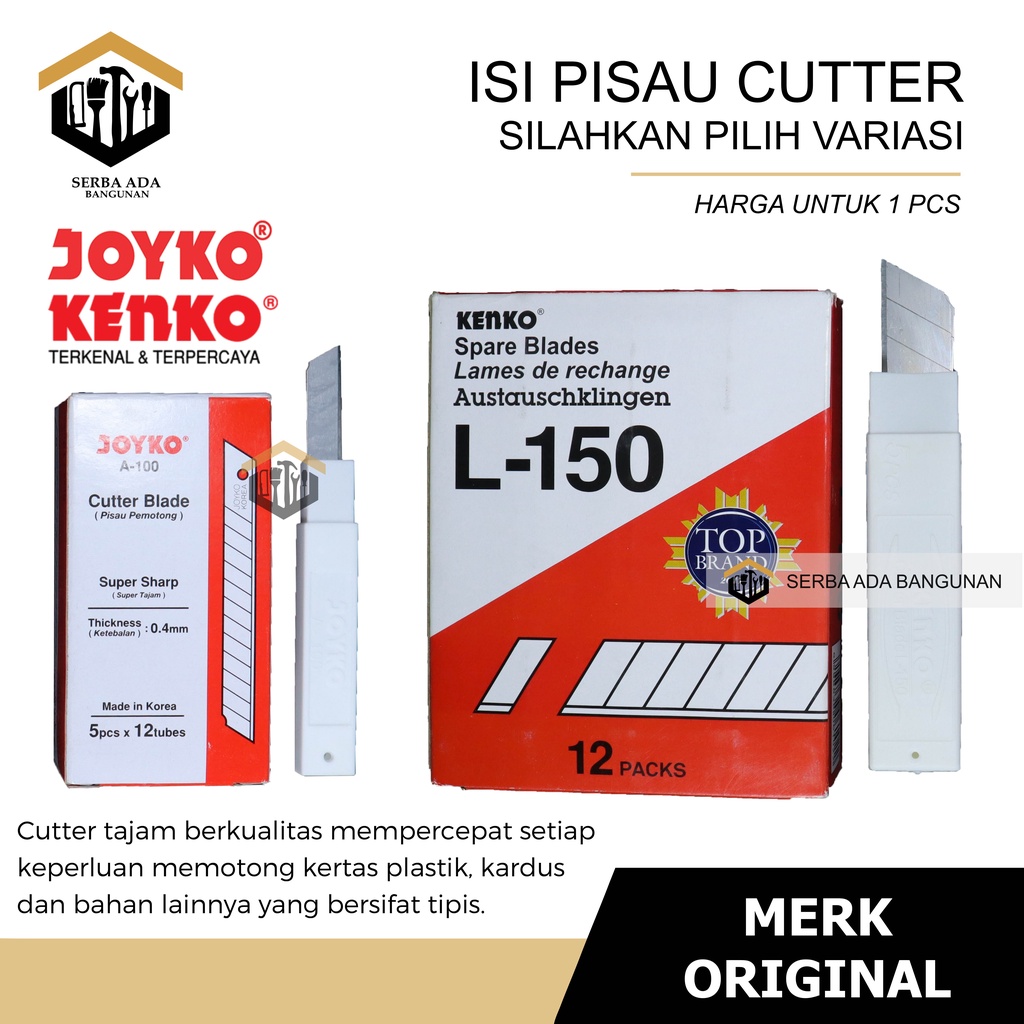 Jual Isi Mata Pisau Cutter Kenko Asli L Besar Joyko A Kecil Silet Tajam Kualitas Bagus