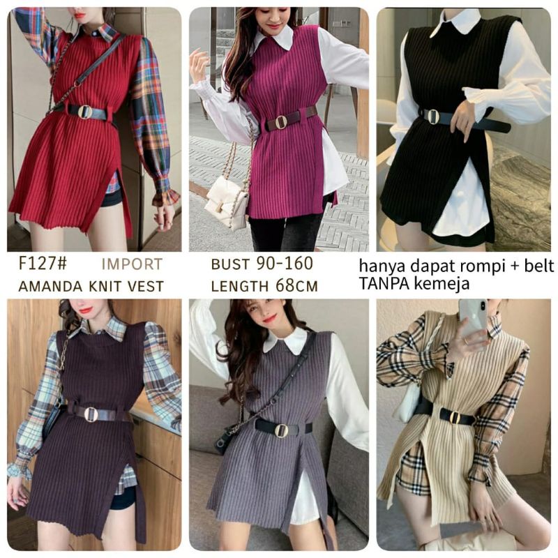Jual AMANDA KNIT VEST#F127 (HANYA VEST DAN BELT) | Shopee Indonesia
