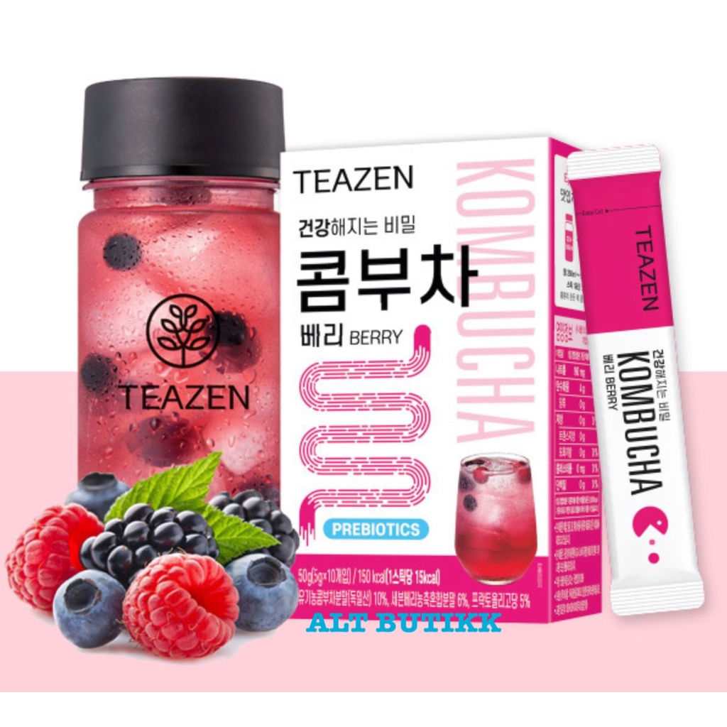 Teazen Kombucha Raspberry Flavor Variety Pack Raspberry Drink Mix 10 Sticks & 30 Sticks (40 Sticks