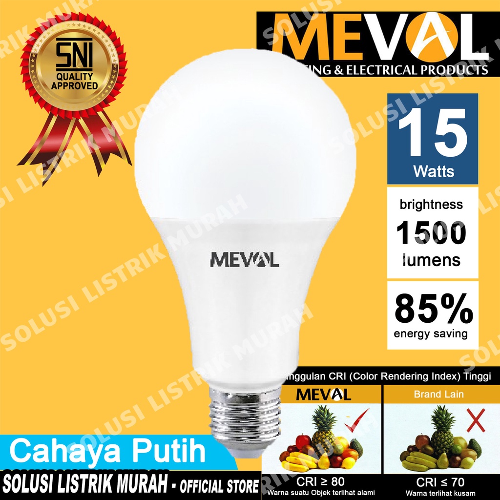 Jual MEVAL Lampu Led Eco 15W Bulb Putih | Shopee Indonesia