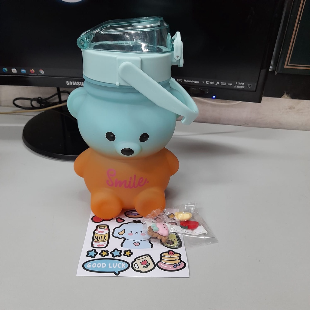 Jual Botol Viral Botol Minum Smile Bentuk Panda 1100ML Free Stiker 2D ...
