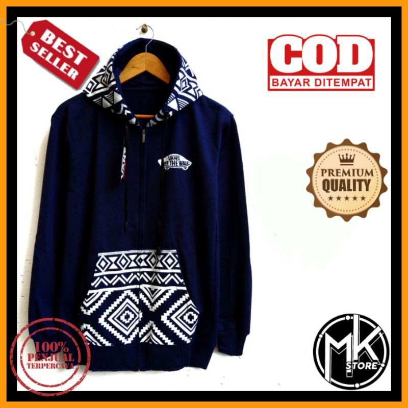 Jual BISA COD Jaket Pria Vans Batik Hoodie Vans Bahan Fleece Tebal Jaket Resleting Shopee Indonesia